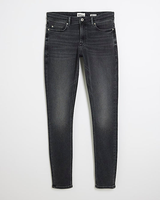 Black Spray On Embroidered Jeans