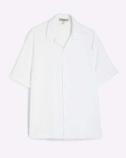 White Regular Fit Crinkle Shirt