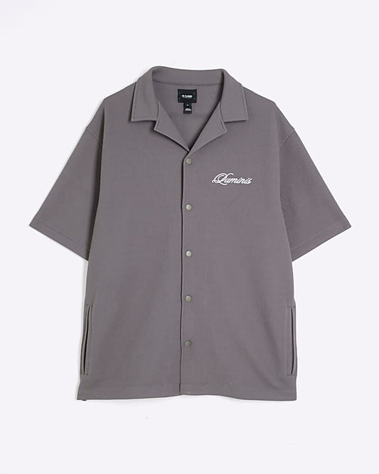 Grey Regular Fit Luminis Quilted Shirt