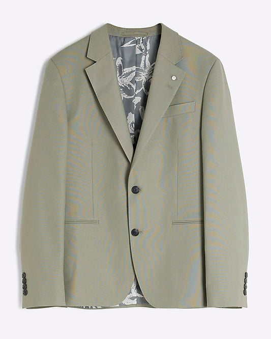 Green Slim Fit Linen Blend Suit Jacket