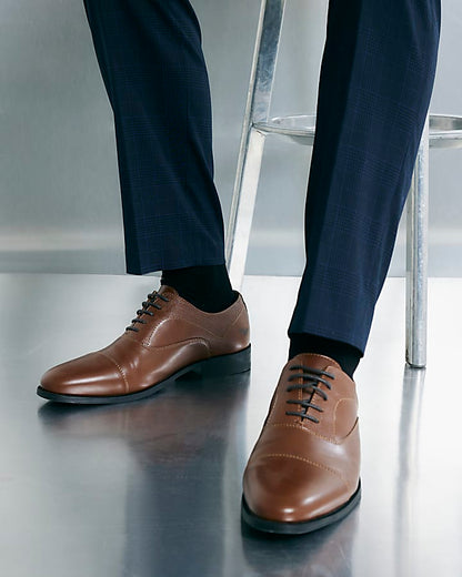 Brown Textured Oxford Shoes