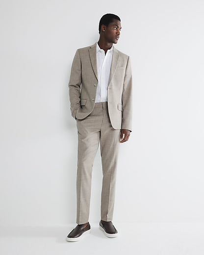 Beige Skinny Fit Suit Jacket