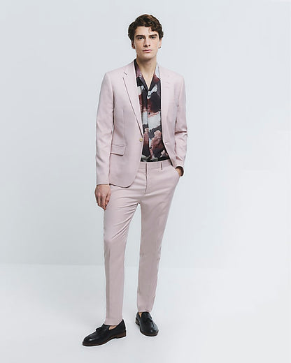 Pink Skinny Fit Suit Trousers