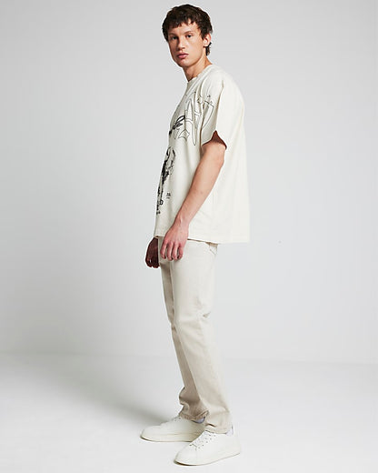 Cream slim fit jeans