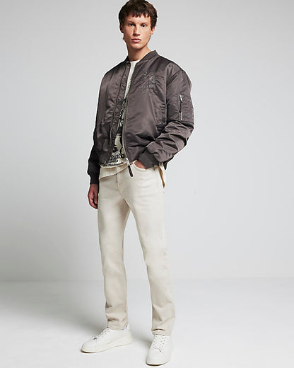 Cream slim fit jeans