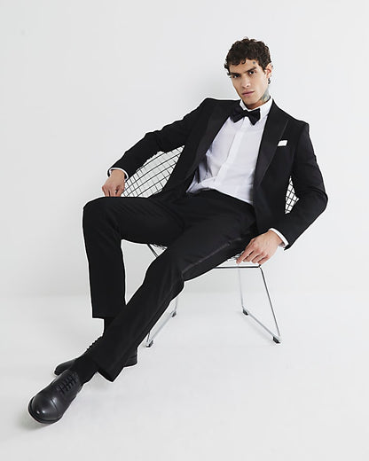 Black Stretch Slim Fit Tuxedo Suit Trousers