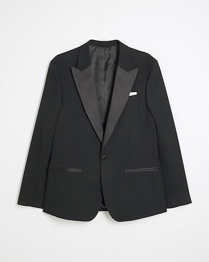 Black Stretch Slim Fit Tuxedo Suit Jacket