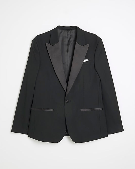 Black Stretch Slim Fit Tuxedo Suit Jacket