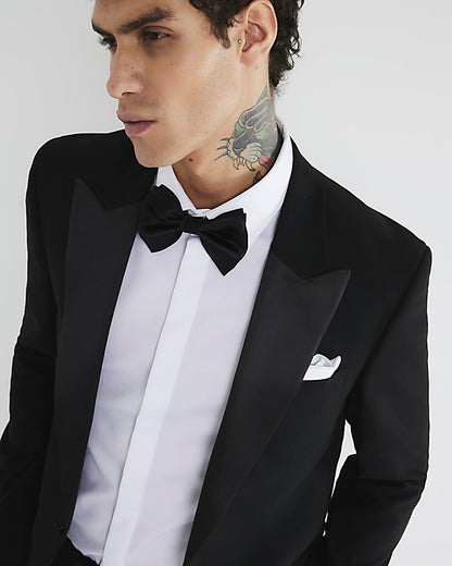 Black Stretch Slim Fit Tuxedo Suit Jacket
