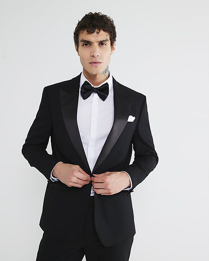Black Stretch Slim Fit Tuxedo Suit Jacket