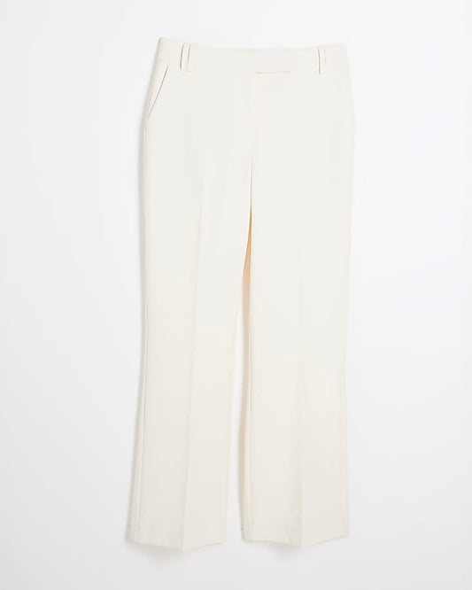 Petite Cream Slim Flared Trousers