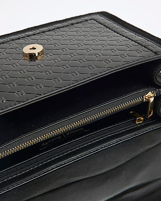 Black Panelled Monogram Shoulder Bag