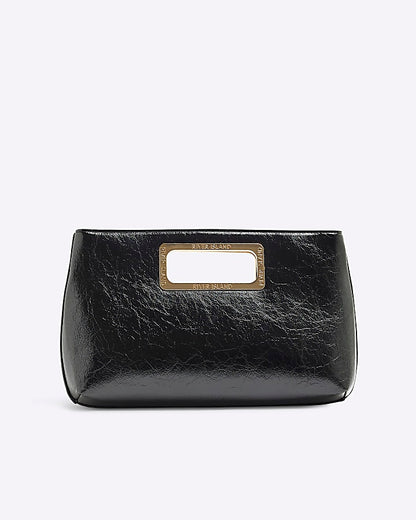 Black Metal Handle Clutch Bag