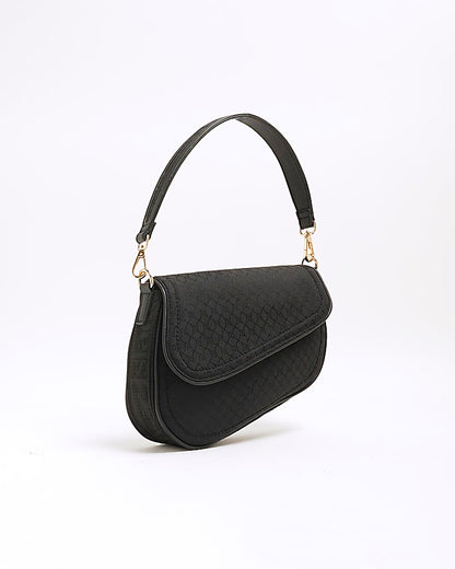 Black RI Monogram Shoulder Bag
