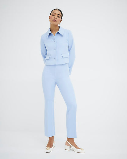 Blue Cropped Flared Trousers