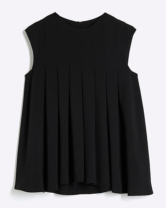 Black Pleated Tank Top