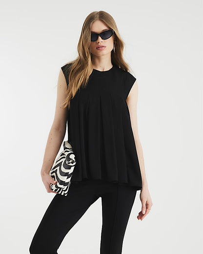 Black Pleated Tank Top