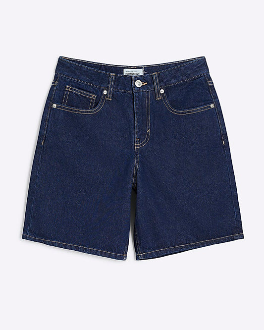 Blue Denim Longline Bermuda Shorts