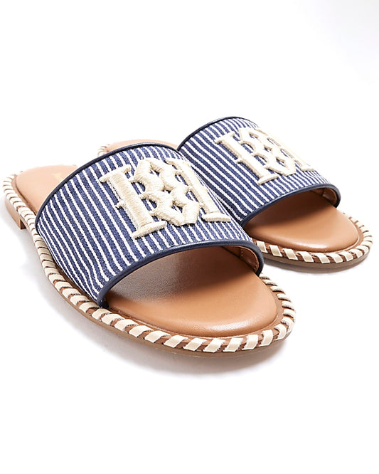 Navy Stripe RI Flat Sandals