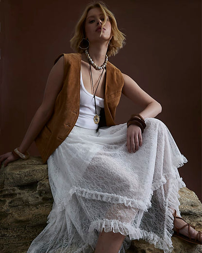 White Lace Maxi Skirt