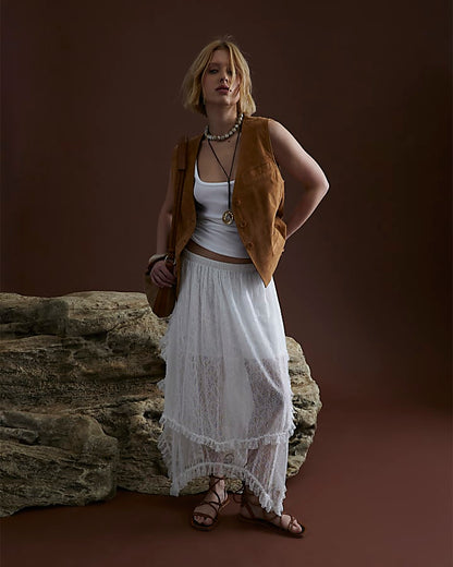 White Lace Maxi Skirt