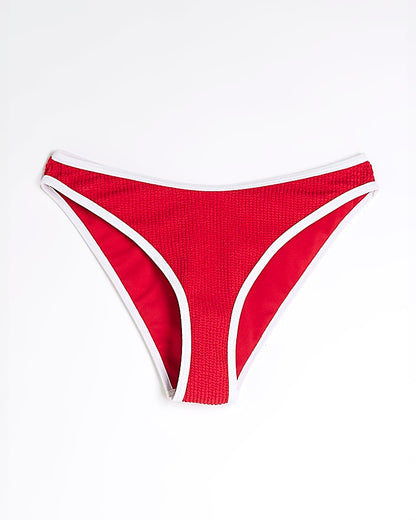 Red Tipped Textured Bikini Bottoms