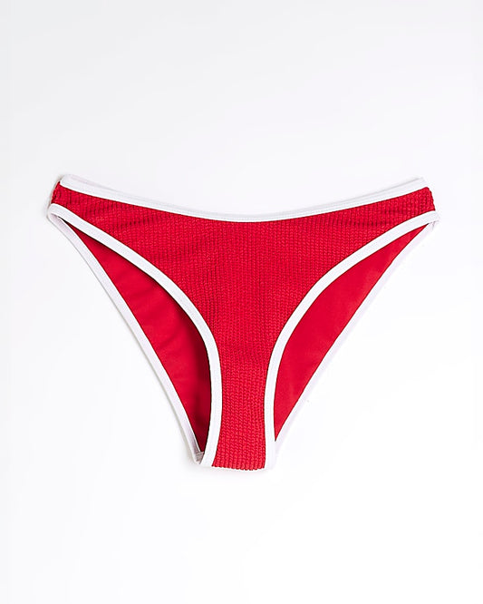 Red Tipped Textured Bikini Bottoms