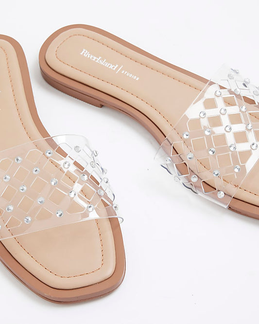 Clear Wide Fit Perspex Laser Cut Mule Sandals