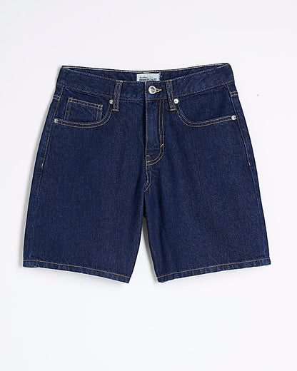 Petite Blue Denim Longline Bermuda Shorts