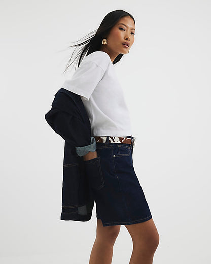 Petite Blue Denim Longline Bermuda Shorts