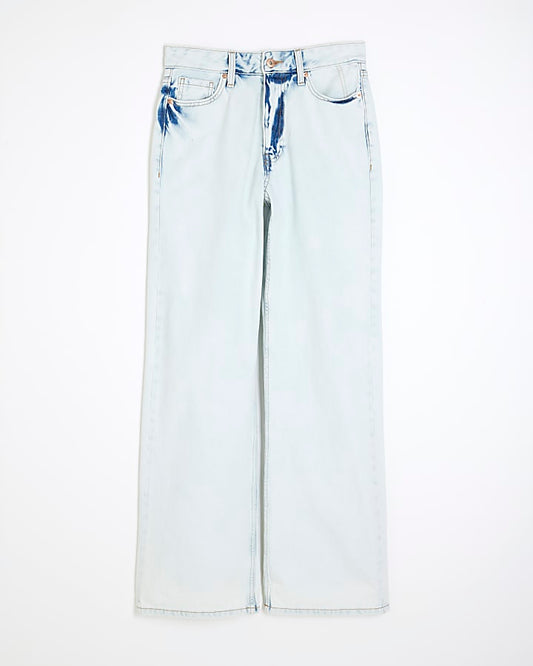 Ecru high waisted relaxed straight leg jeans