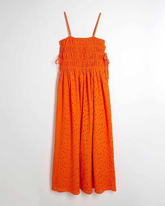 Orange Sleeveless Broderie Maxi Dress