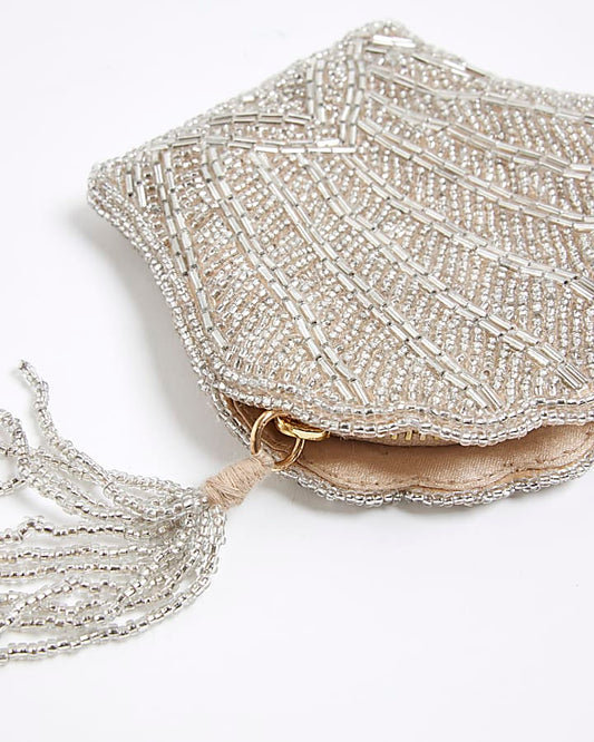 Cream Premium Shell Beaded Purse