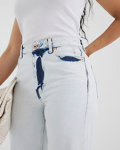 Blue High Rise Relaxed Straight Jeans