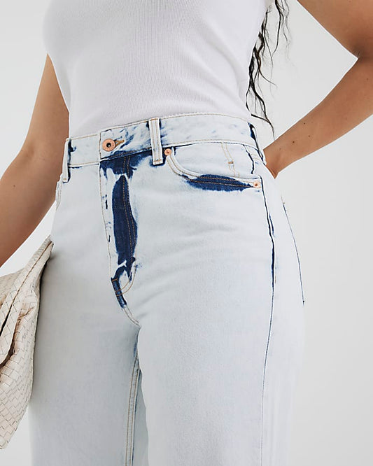 Blue High Rise Relaxed Straight Jeans