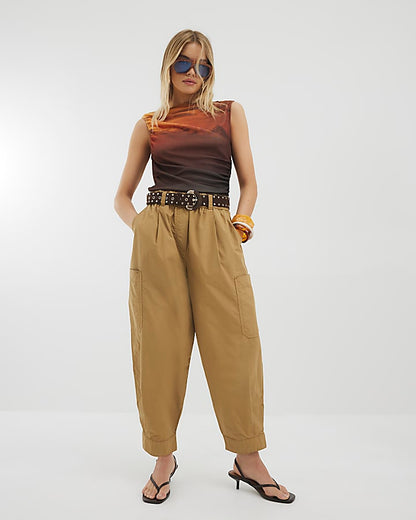 Brown Sleeveless Sunset Slinky Top
