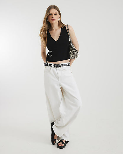 Black Knitted Wrap Buckle Vest