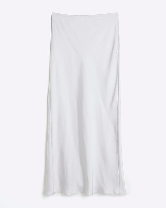 Silver Satin Maxi Skirt