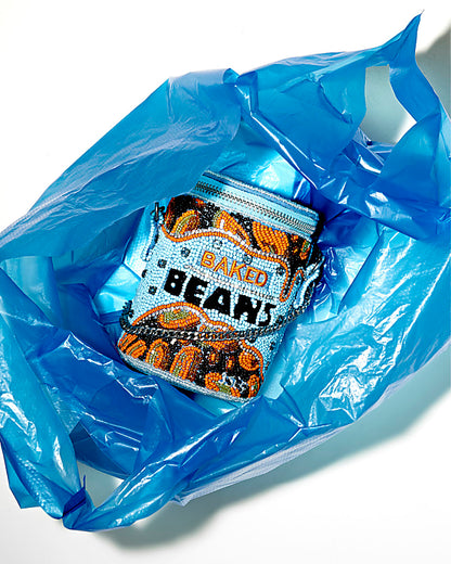 Blue Premium Baked Beans Beaded Shoulder Bag
