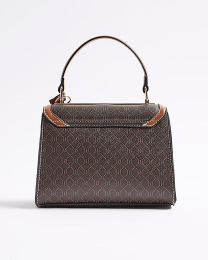 Brown RI Monogram Mini Tote Cross Body Bag