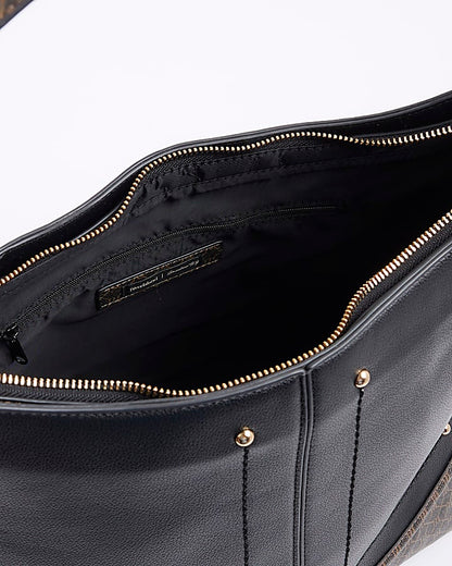Black Curve Top Charm Shoulder Bag