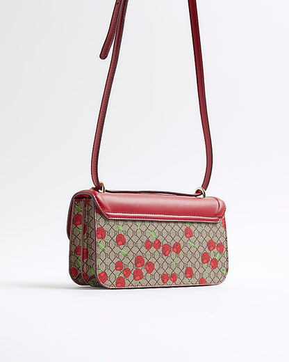 Red lock Front Cherry Satchel Bag