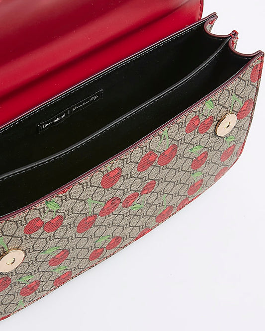 Red lock Front Cherry Satchel Bag