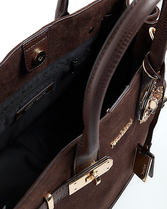 Brown Faux Suede Tote bag