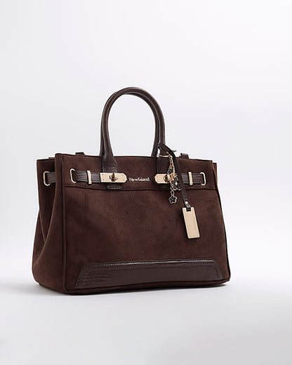 Brown Faux Suede Tote bag