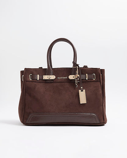 Brown Faux Suede Tote bag