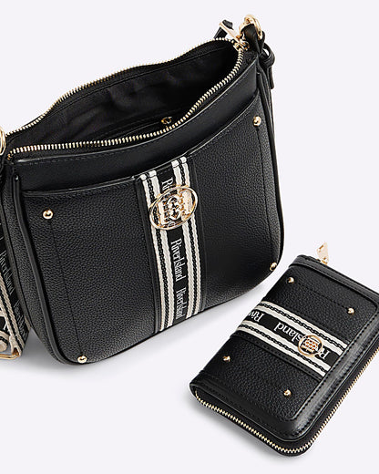 Black Branded Messenger Bag And Purse Bundle