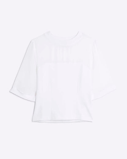 White Sheer Corset Hybrid T-Shirt