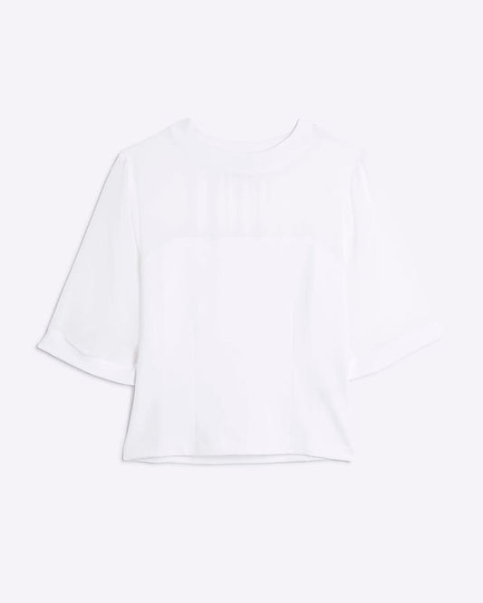White Sheer Corset Hybrid T-Shirt