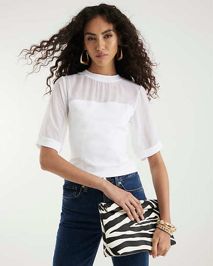 White Sheer Corset Hybrid T-Shirt